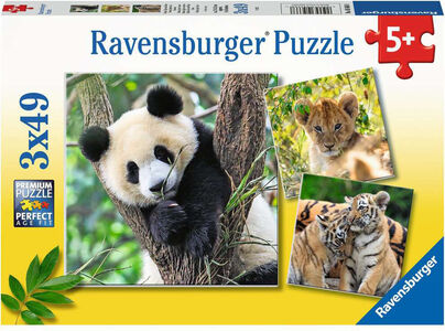 Ravensburger Puslespill Panda, Lion and Tiger 3x49 Brikker