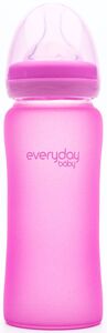 Everyday Baby Tåteflaske Glass med Varmeindikator 300ml,Cerise Pink