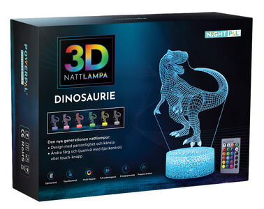 Powerpal 3D-Nattlampe, Dinosaur T-Rex