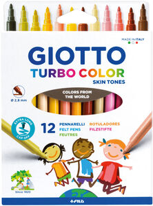 Giotto Turbo Color Skintones Tusjer 12-pack, Flerfarget