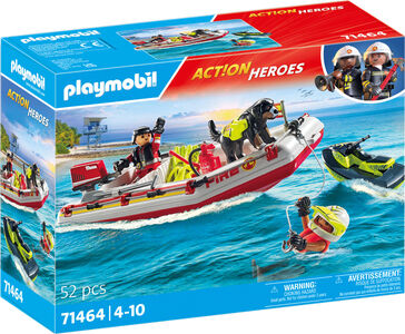 Playmobil 71464 Action Heroes Byggesett Brannbåt med Vannscooter