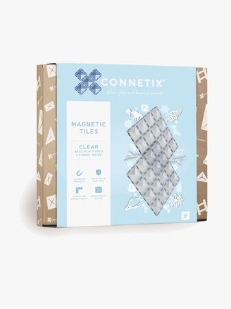 Connetix Magnetiske Byggeklosser Bunnplater Clear 2-Pakk