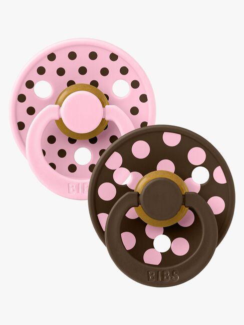 BIBS Studio Colour Polka Smokk 2-Pakk Latex Str 1, Baby Pink/Mocha