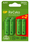 GP Batterier Recyko 4+2 AA Ladbare Batterier