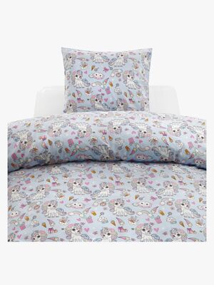 Borganäs Sengesett Enhjørning 150x210, Blå