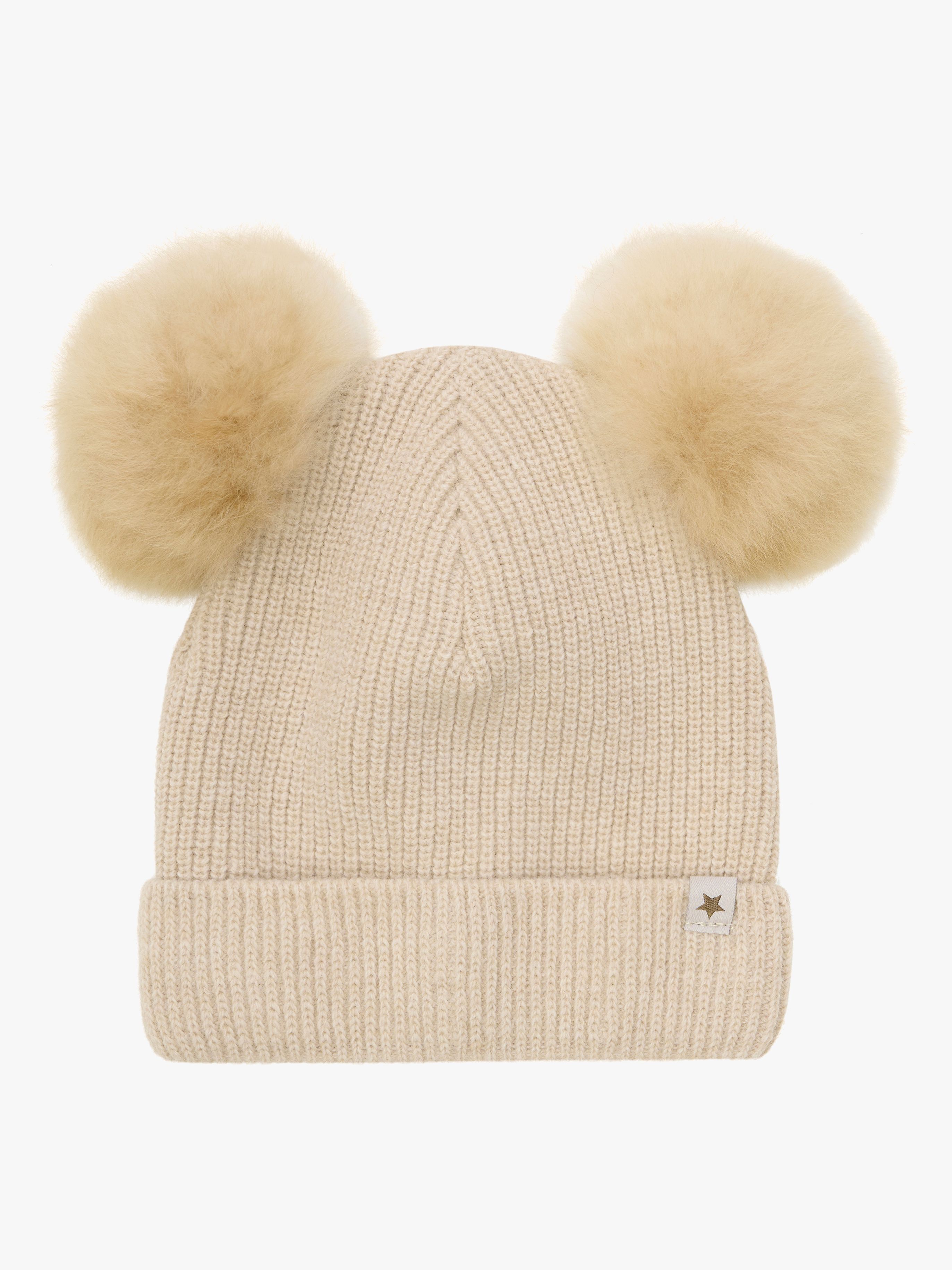 Huttelihut Lue Merinoull med Dusker Alpakka, Sand Melange, 50 - Luer - Merinoull,Polyester,Ull