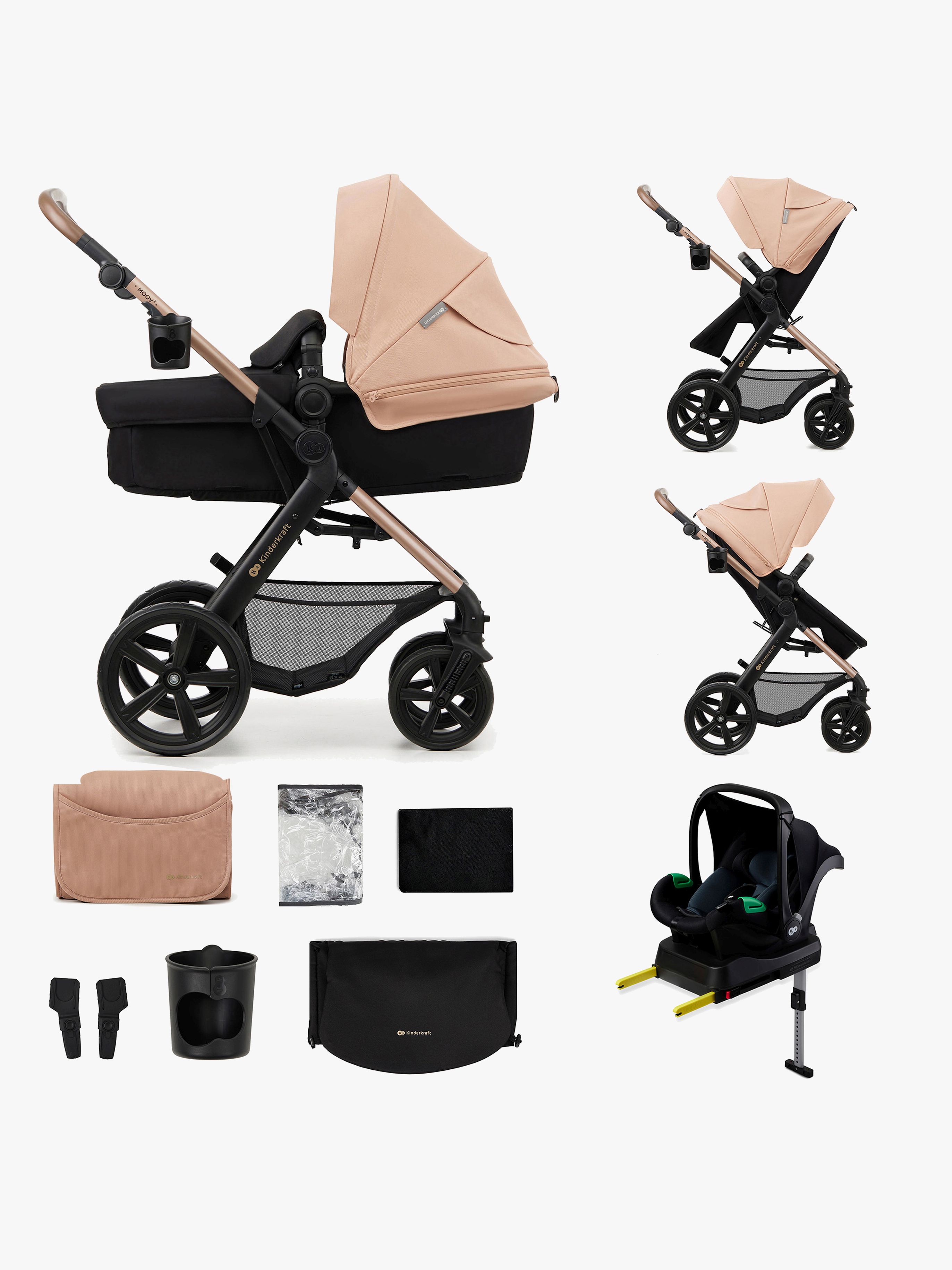 Kinderkraft MOOV 2 4-in-1 Duovogn, Sand Beige - Duovogner & Kombivogner