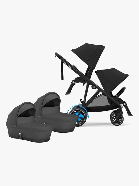 Cybex e-Gazelle S Tvillingvogn, Moon Black/Black