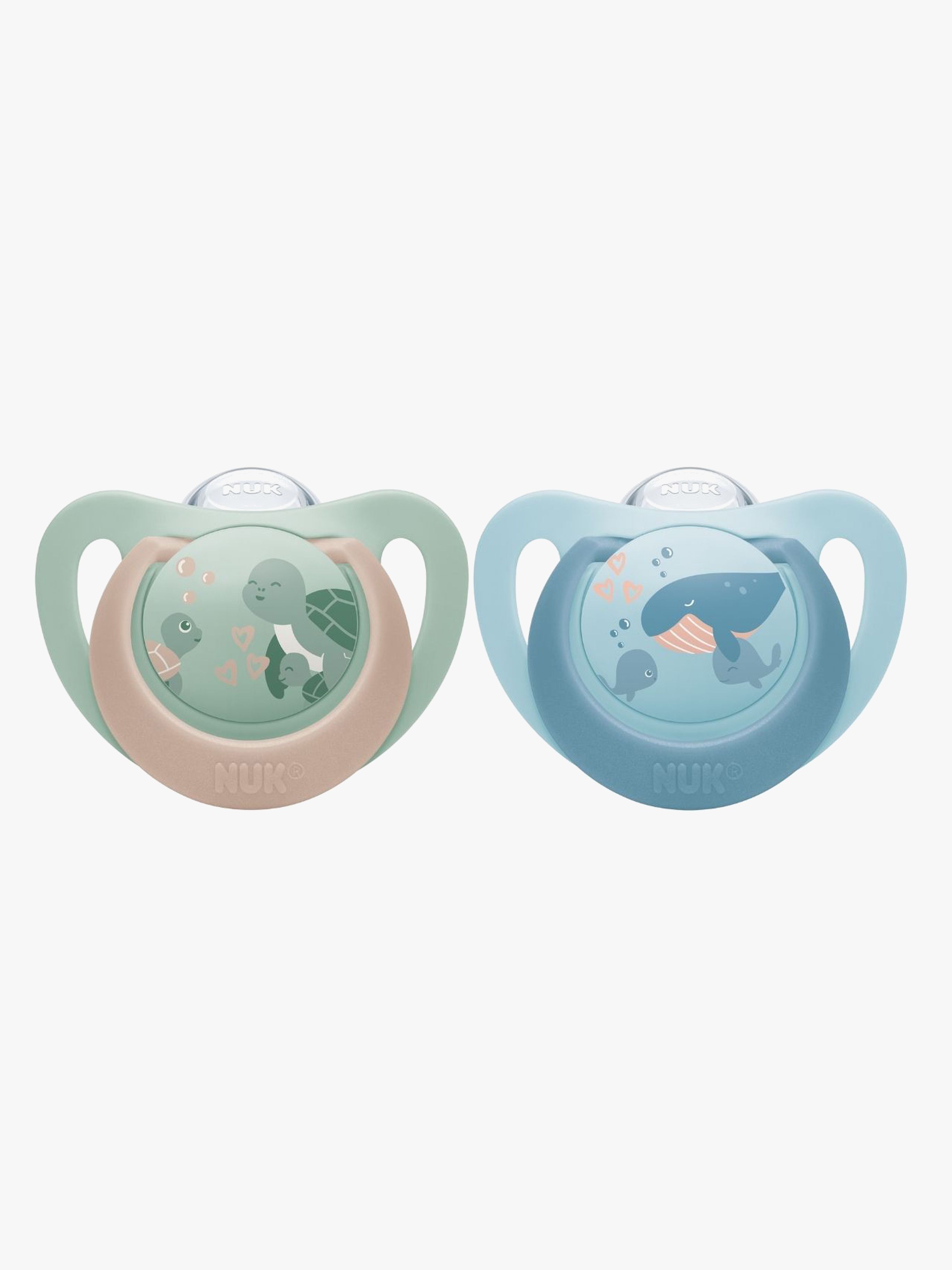 NUK First Choice Classic Smokk 2-Pakk Str 3, Turtle/Whale - Smokker - Silikon