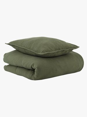 Oh, Poppy! Vega Musselin Sengesett 70x80 Sprinkelseng, Forest Green