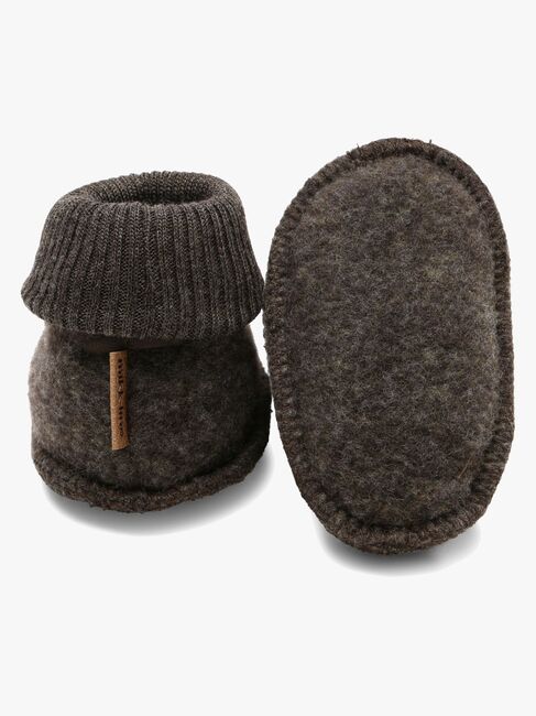 Mikk-Line Tøfler Merinoull, Dark Brown Melange