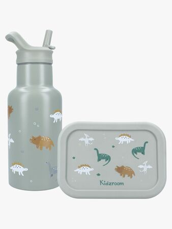 Kidzroom Stainless Steel Flaske & Silikon Matboks Small Talk, Grønn