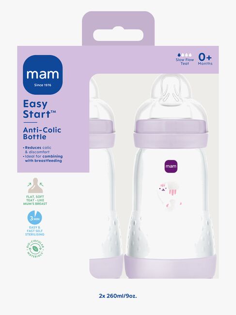 MAM Easy Start Tåteflaske Anti-kolikk 260 ml 2-Pakk, Rosa