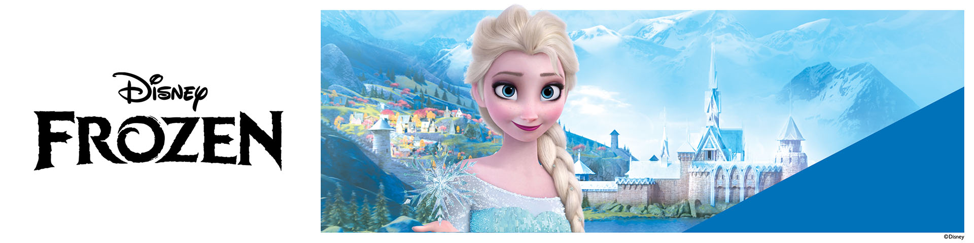 Elsa fra Disney's Frozen smiler med teksten 'Frozen'.