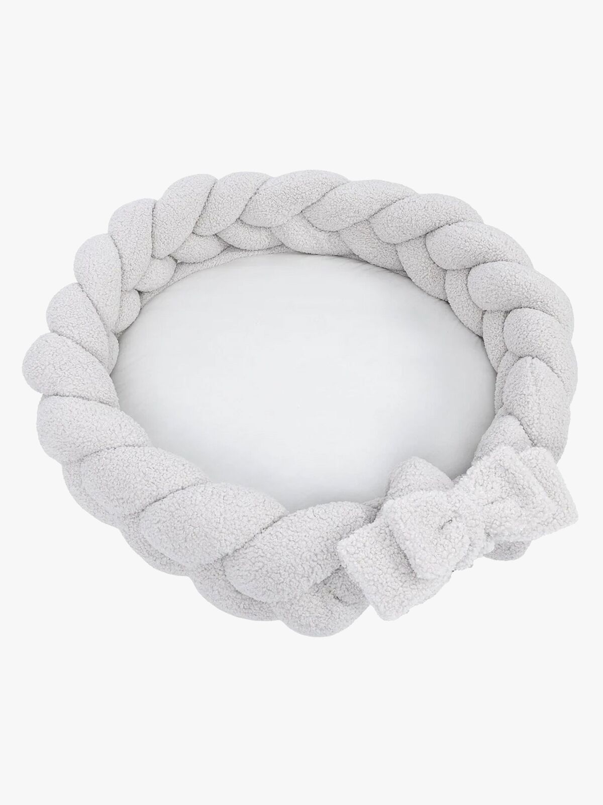 MeowBaby Bearly Babynest med Flettet Beskyttelse & Leketeppe, Offwhite