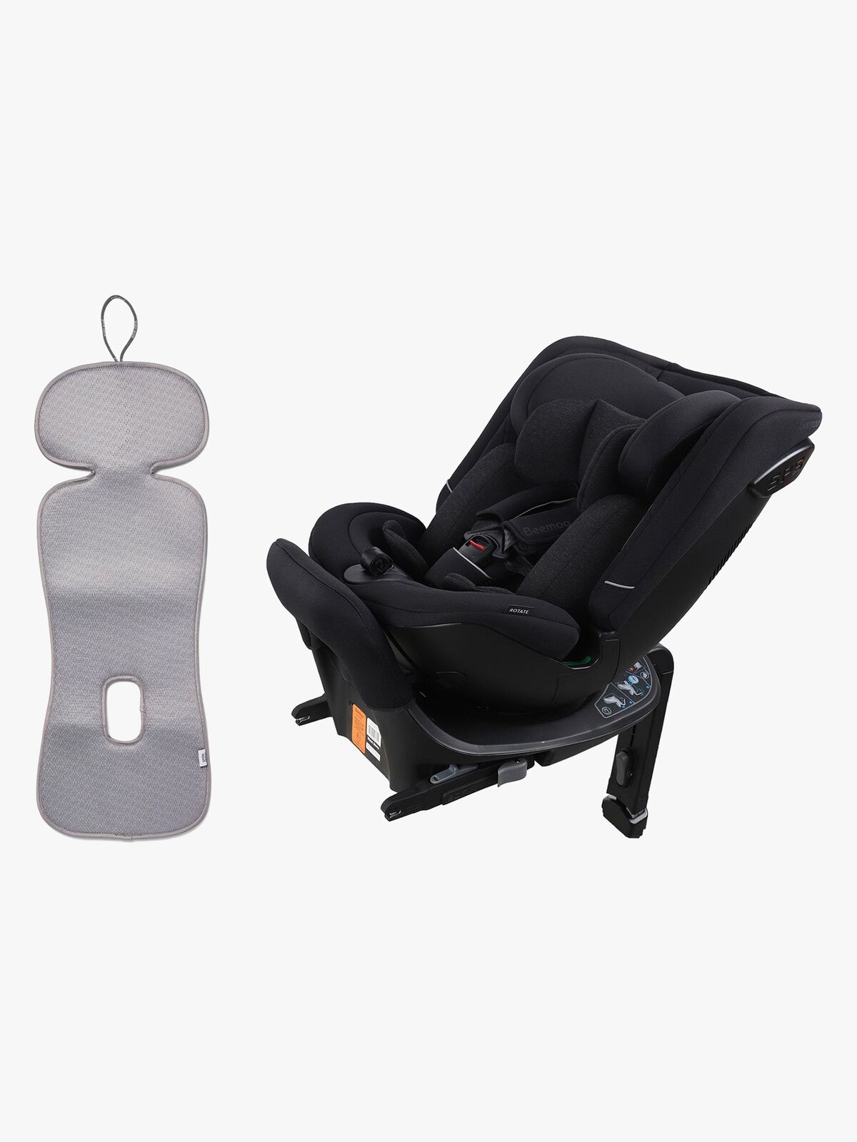 Beemoo Rotate i-Size Vendbar Bilstol inkl. Ventilerende Sittepute, Black Stone/Grey