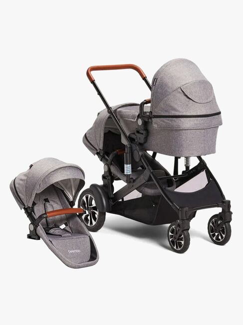 Beemoo Maxi 4 Twin Søskenvogn inkl. Søskensete, Grey Melange/Black