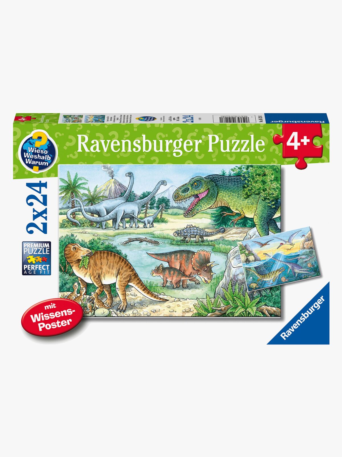 Ravensburger Puslespill Dinosaurer På Land og i Vann, 2x24 Brikker