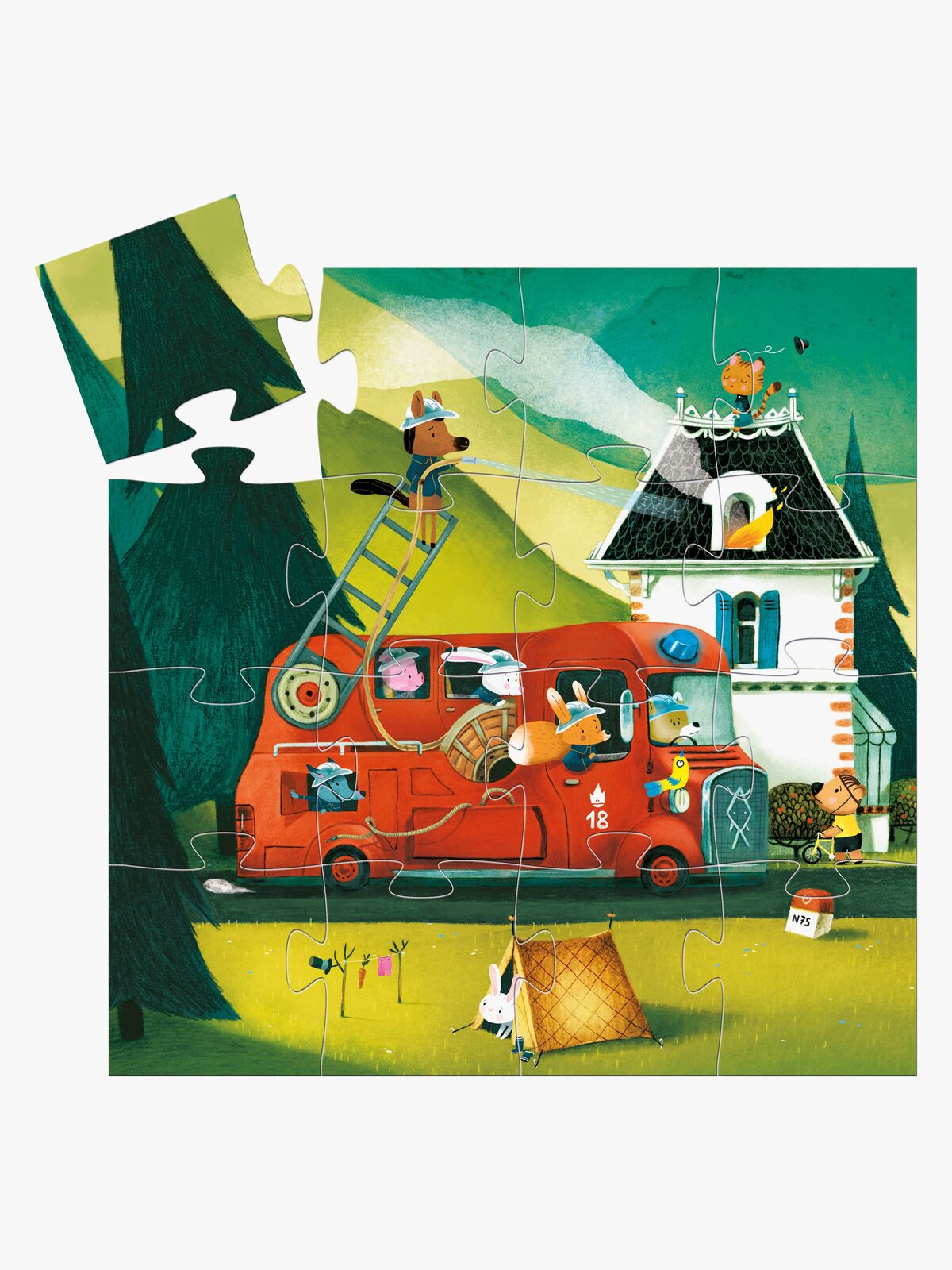 Djeco Puslespill Brannbil 16 Brikker