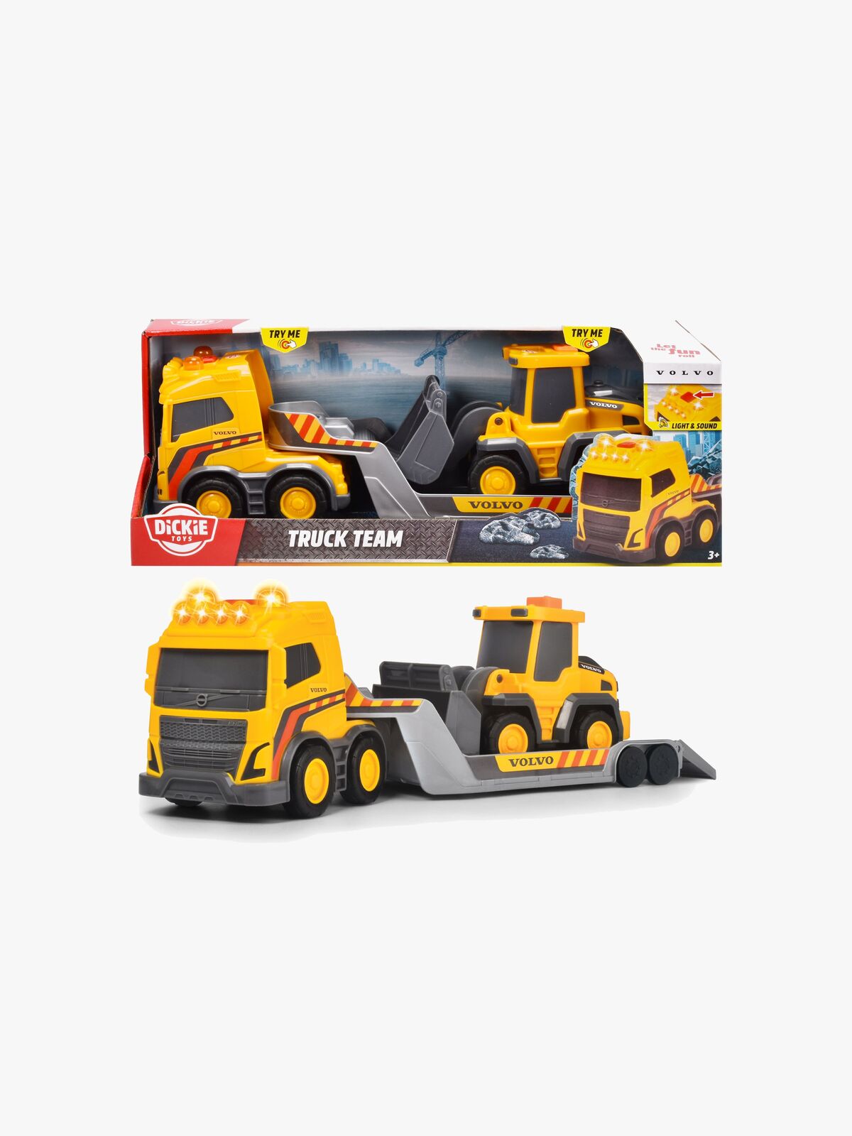 Dickie Toys Volvo Kjøretøysett Trailer med Hjullaster