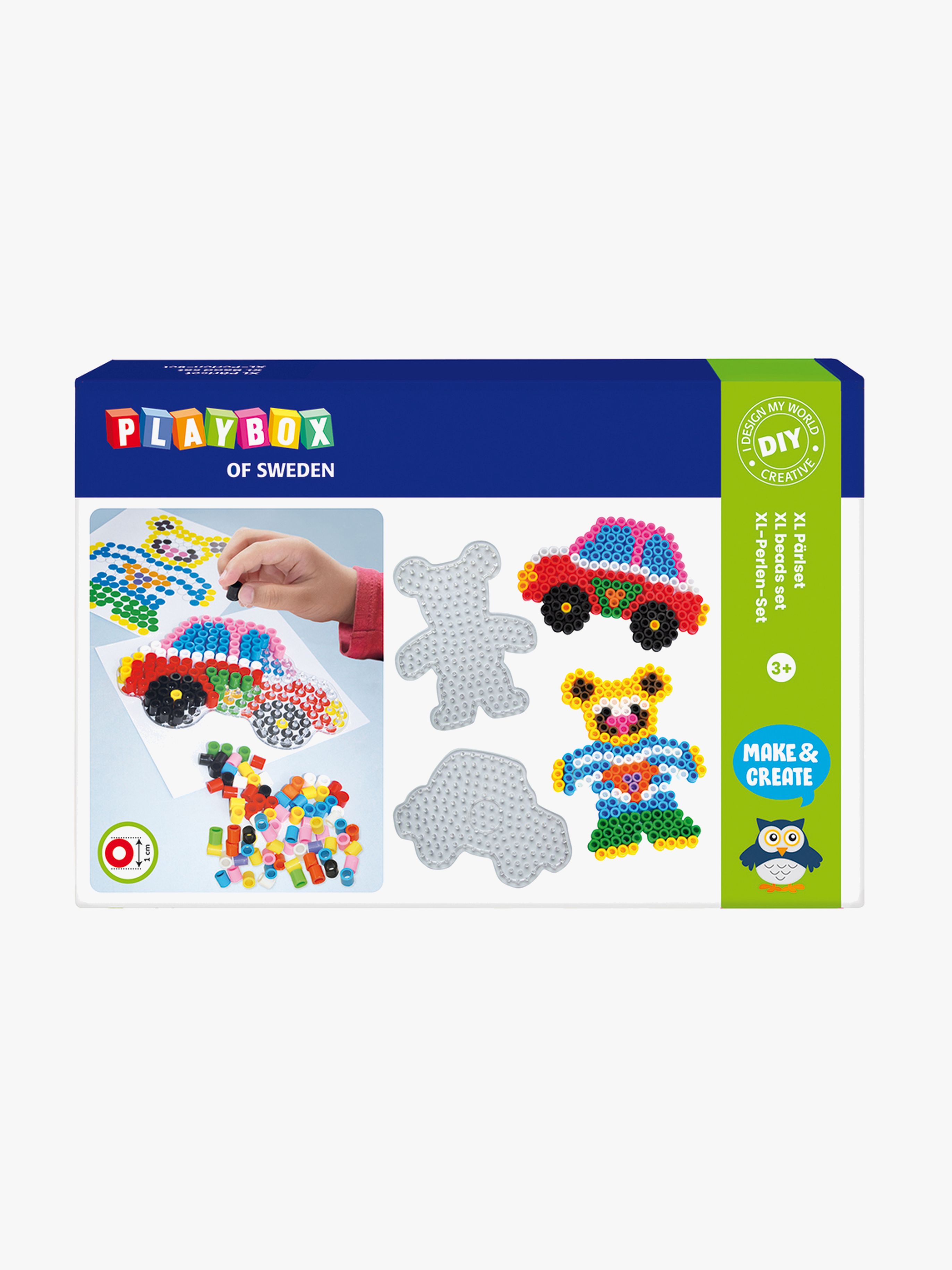 Playbox Perlesett Rørperler XL Bil Og Bjørn 600 Stk - Perler & Perlebrett