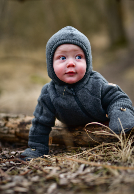 Mikk-Line Fleecejakke Baby Merinoull, Anthracite Melange