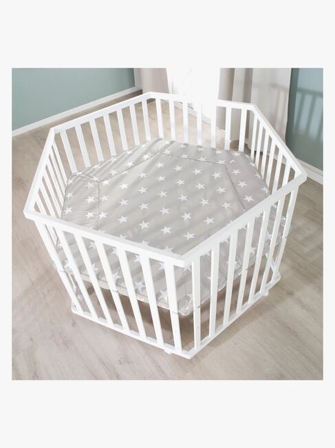 Roba Hexagon Lekegrind med Hjul, Little Stars White