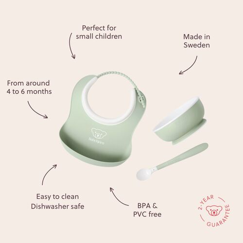 BabyBjörn Matsett 3 Deler, Blekgrønn