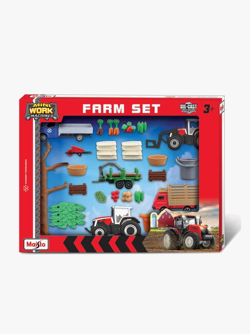 Maisto Super Bondegårdssett Mini Working Machines Massey Ferguson