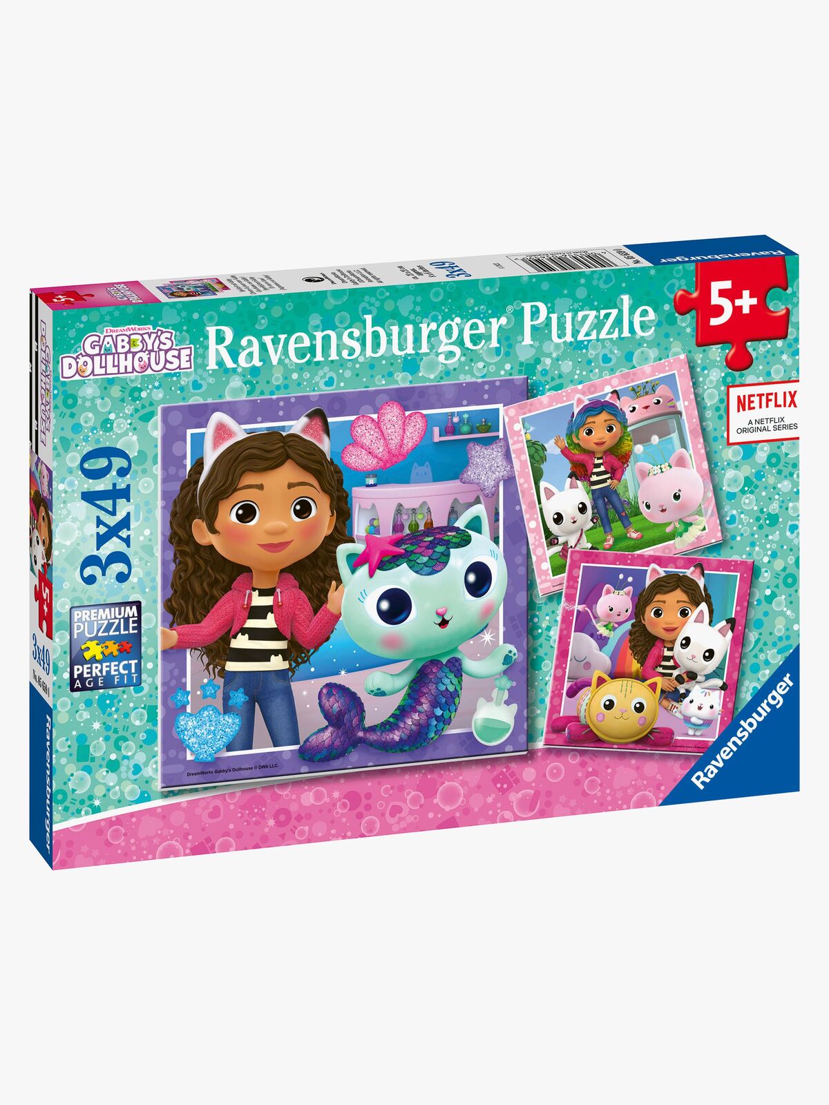 Ravensburger Puslespill Gabby's Dollhouse 3 x 49 Brikker