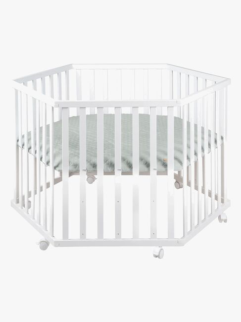 Roba Hexagon Lekegrind med Hjul, White & Green