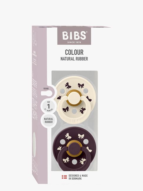 BIBS Colour Holiday Bow Smokk 2-Pakk Lateks Str 1, Ivory/Plum