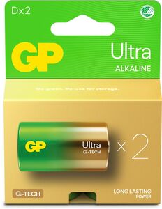 GP Ultra Alkaline G-TECH D/LR20 Batterier Svanemerket 2-Pack