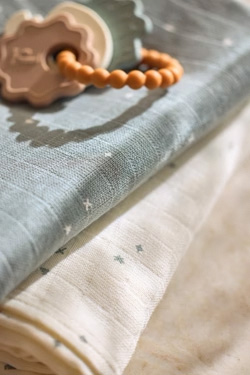 Jollein Vaskekluter Twinkling Musselin 3-Pack, Sea Green