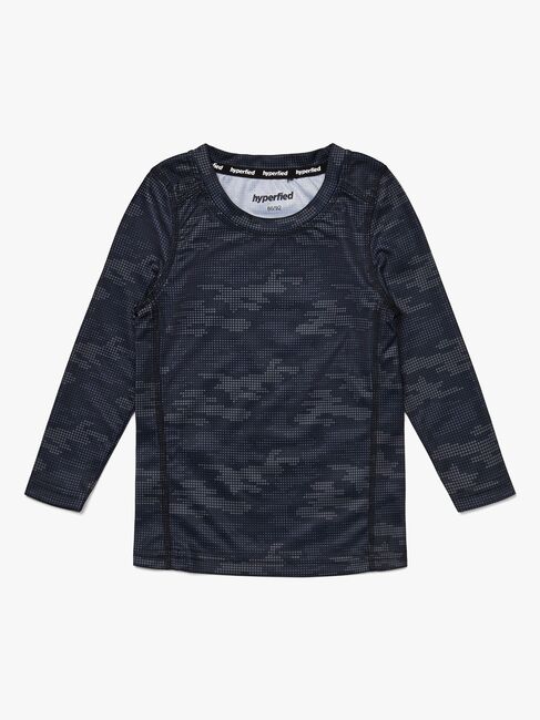 Hyperfied Long Sleeve Logo T-Shirt, Grey Camo