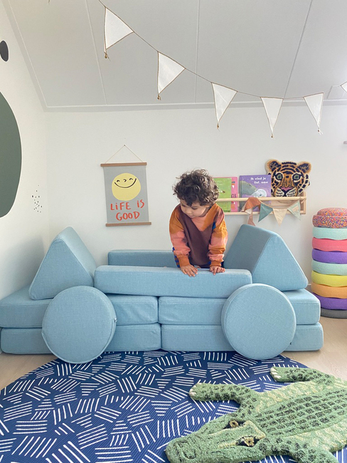 Shappy Play Byggbar Sofa 160x80 cm, Sky Blue