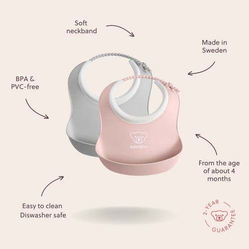 BabyBjörn Smekkesett 2-Pack, Grå/Rosa