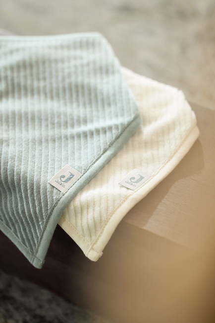 Jollein Velvet Rib Bandana Tøysmekker 2-Pakk, Sea Green/Ivory