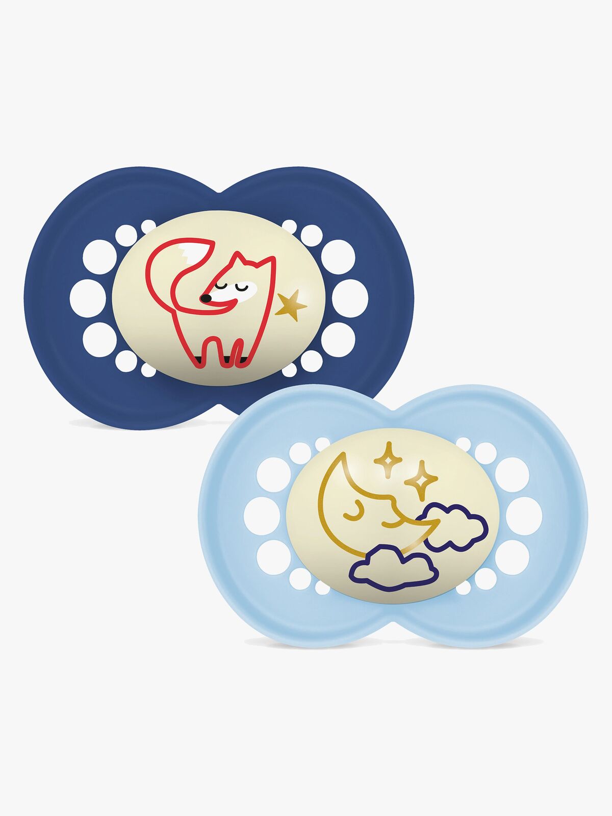 MAM Orginal Night Smokker Silikon 2-Pakk 16-36m, Blå