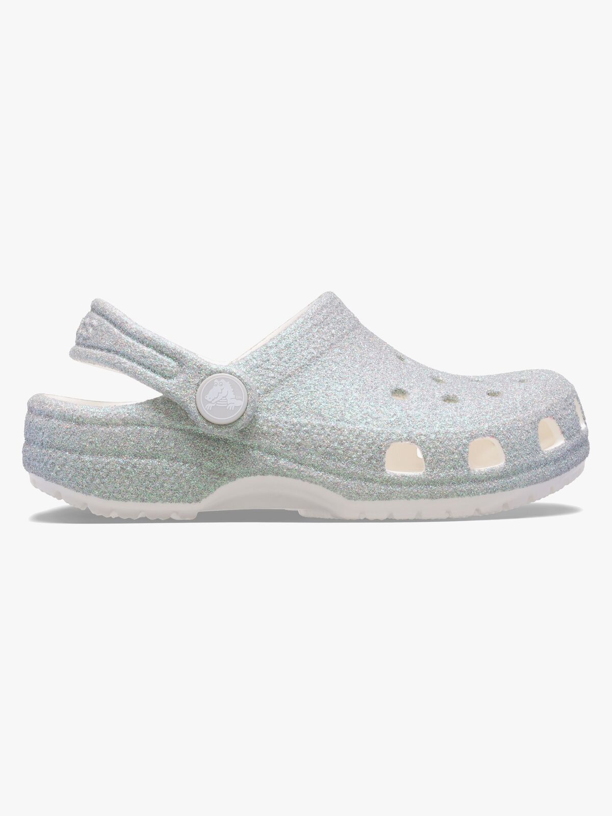 Crocs Classic Iridescent Glitter Kids Sandaler, Hvit
