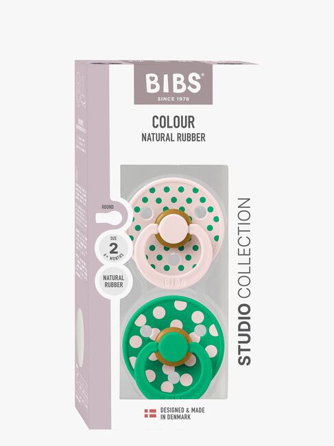 BIBS Studio Colour Polka Smokk 2-Pakk Latex Str 2, Petal/Cactus