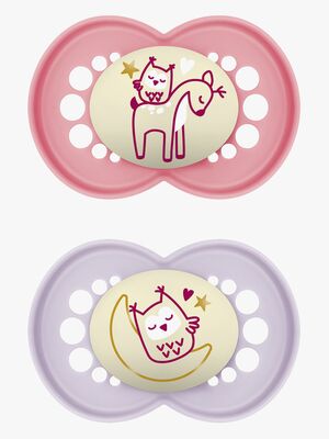 MAM Original Night Silikon Smokker 2-Pack 16-36m, Rosa