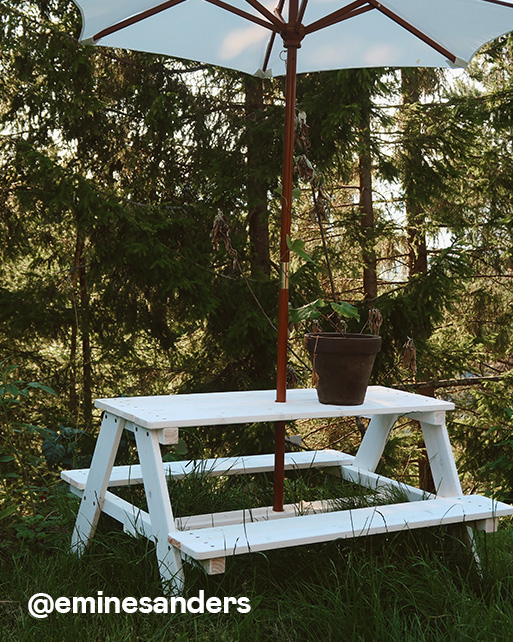 Woodlii Piknikbord med Parasoll