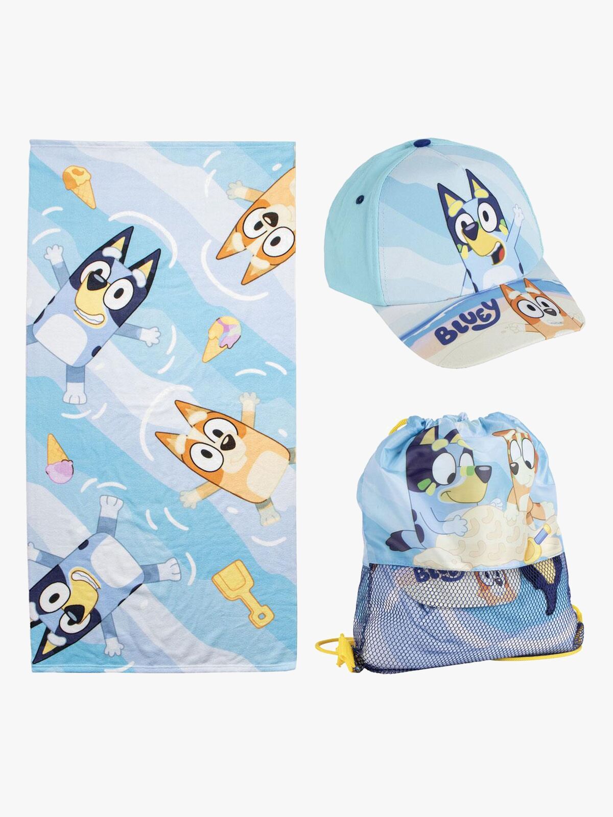 Bluey Håndkle Treningsbag & Kaps Sett, Lyseblå