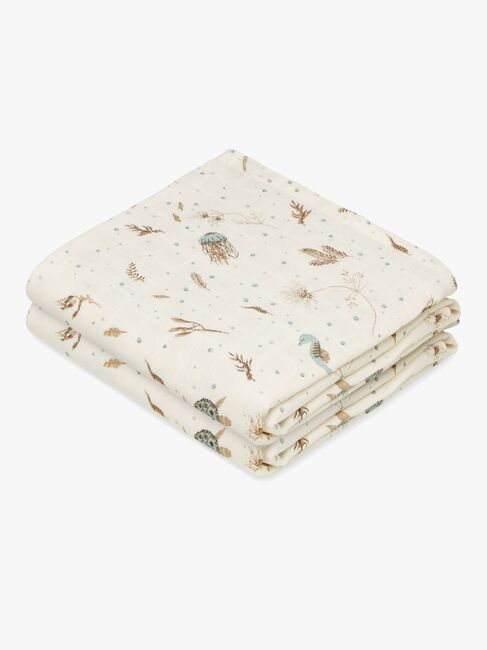 Cam Cam Copenhagen Musselintepper Mønstret 2-Pack, Sea Garden