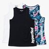 Hyperfied Split Tank Top 3-pack, Black/White/Tropical Flower