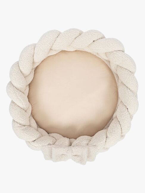 MeowBaby Bearly Babynest med Flettet Beskyttelse & Leketeppe, Cream