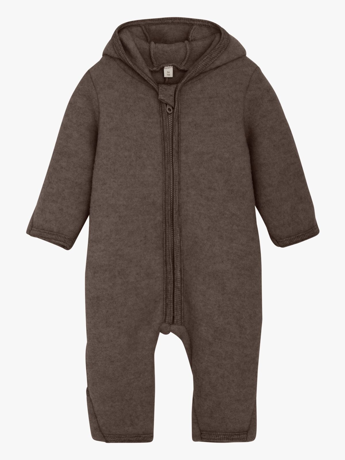 Huttelihut Vinterdress Merinoull med Ører, Brown Melange