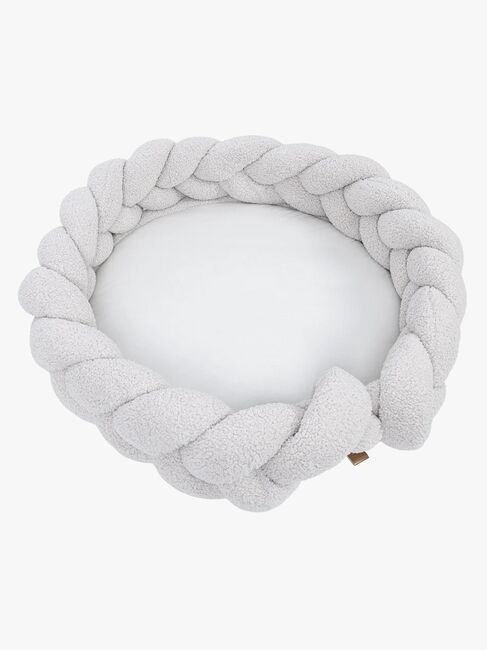 MeowBaby Bearly Babynest med Flettet Beskyttelse & Leketeppe, Offwhite