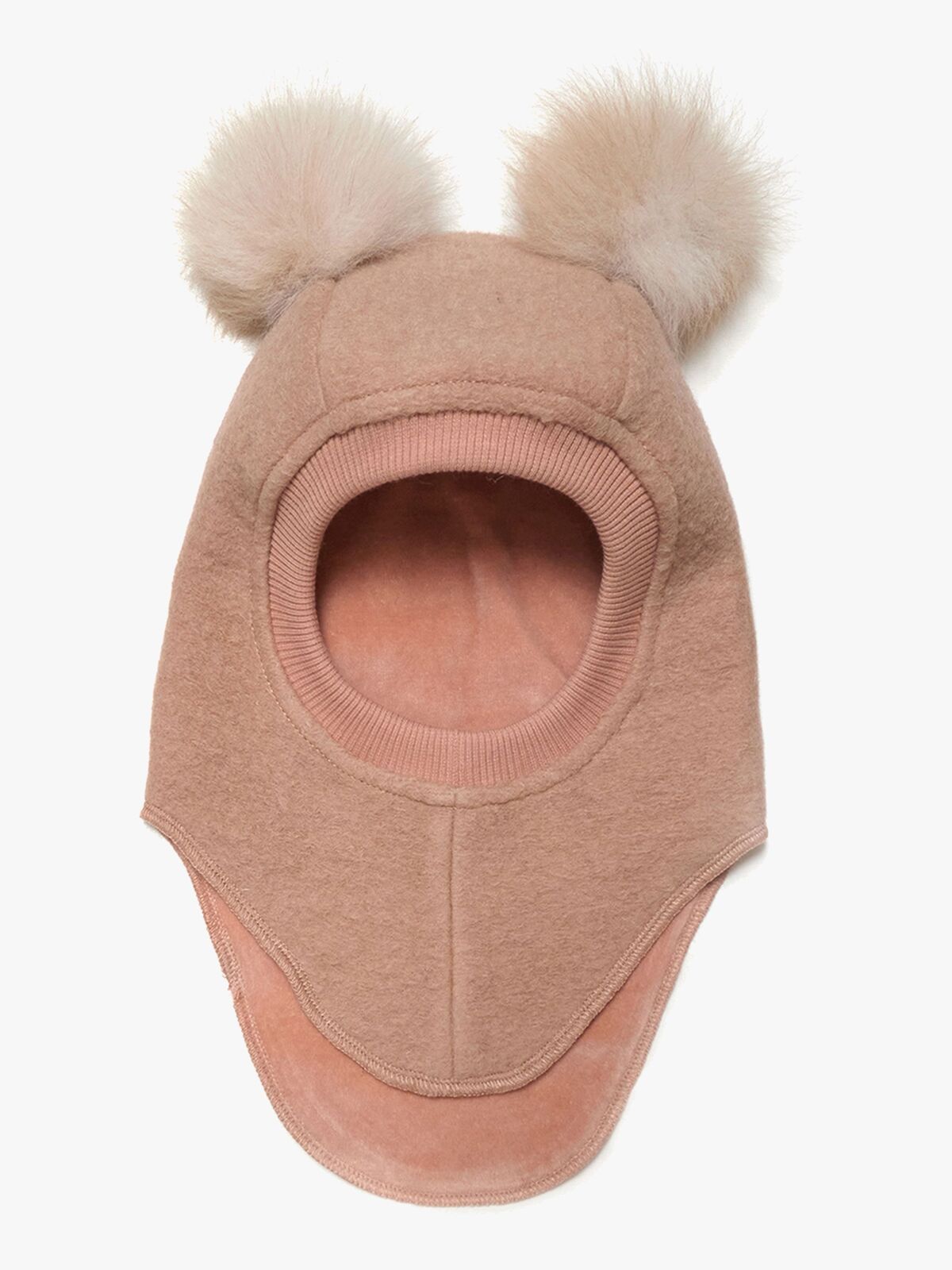 Huttelihut Balaklava Merinoull med Dusker, Rose Melange